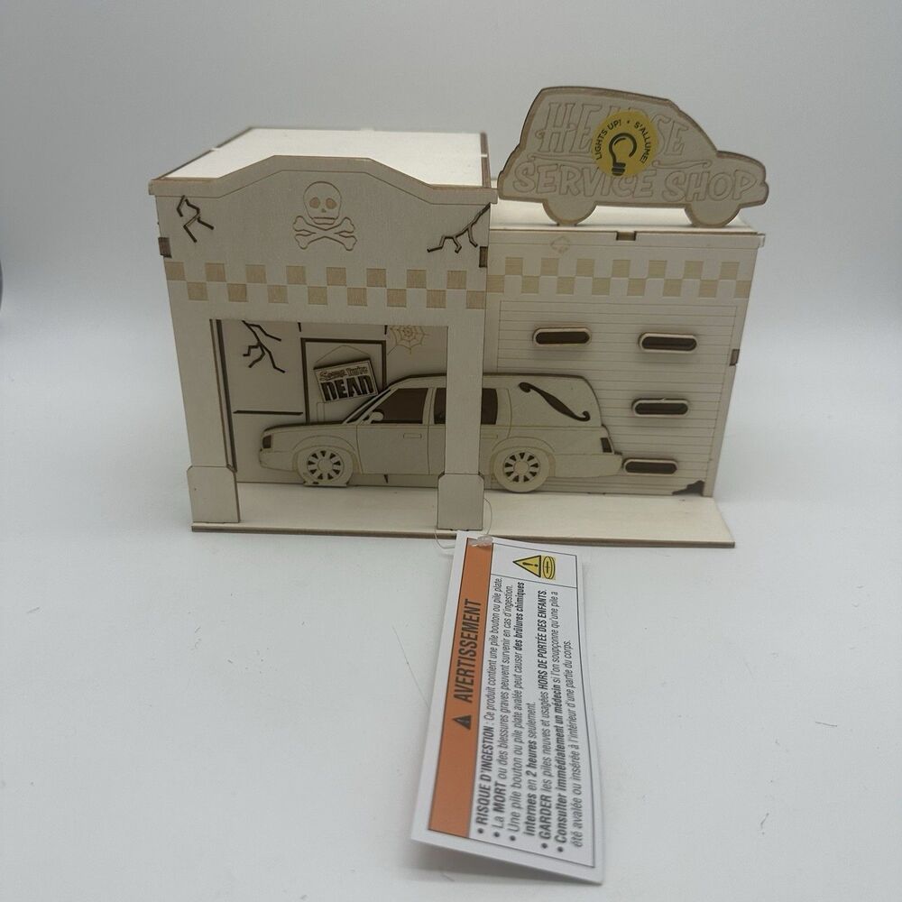 Make Market 8" DIY Village Hearse Shop LED Wood Halloween Decor